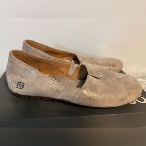 Born Taupe Shimmer Suede Slip-On Flats size 7M